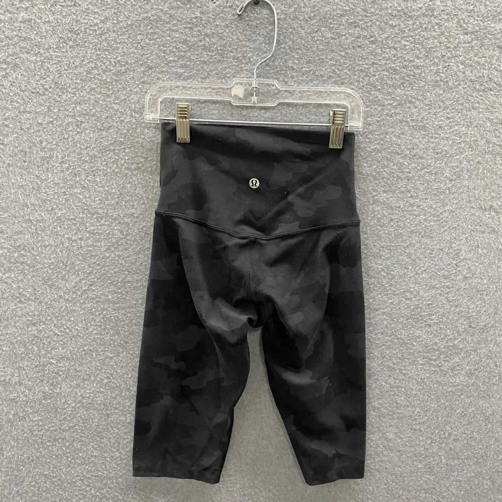 Lululemon Align Biker Shorts Size 2 Black Camo 11.5” Inseam High Rise Nulu